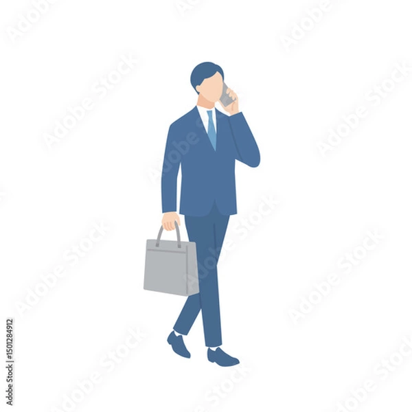 Fototapeta 通勤中にスマホで話しているビジネスマン