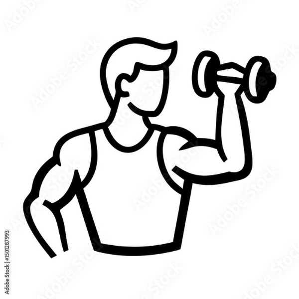 Obraz Male fitness enthusiast lifting dumbbell in a strong pose  
