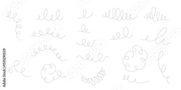 Fototapeta set of doodle scribble curve icons on white background