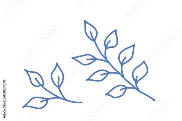 Fototapeta 植物の手書き北欧風シンプルベクターイラスト