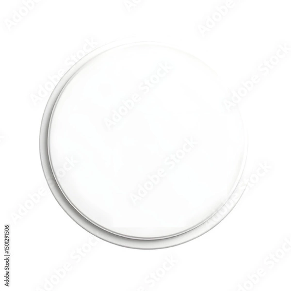 Fototapeta A simple white circular object with a raised edge set against a plain black background in a studio shot isolated with white background