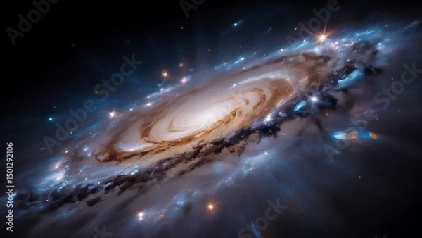 Fototapeta Stunning spiral galaxy illustration showcasing celestial beauty and cosmic nebulae in deep space