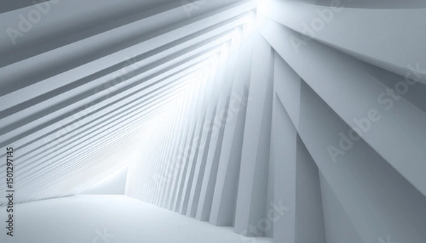 Obraz 3D rendering of white minimalist straight abstract background, Generative AI	