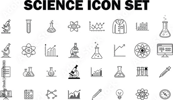 Fototapeta Minimal Science Icons Set  Thin Line Outline Vector Collection