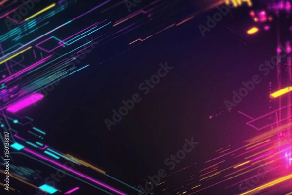 Obraz Digital Colored Neon Overlay with Vibrant Glowing Effects, Futuristic Light Patterns, and Abstract Color Transitions – Modern Cyberpunk Design for Creative and Artistic Projects
