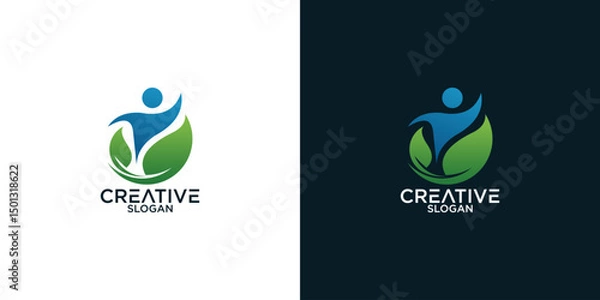 Obraz leaf and person logo vector design
