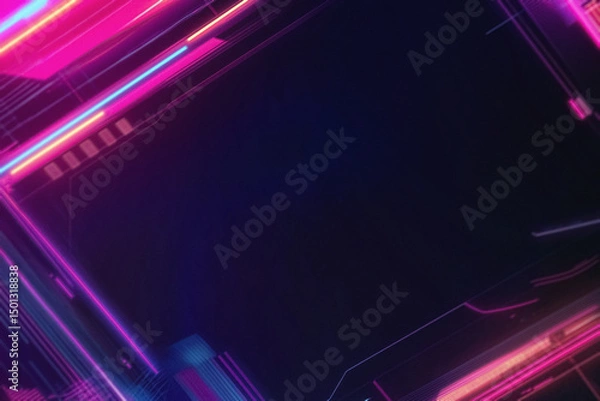 Obraz Digital Colored Neon Overlay with Vibrant Glowing Effects, Futuristic Light Patterns, and Abstract Color Transitions – Modern Cyberpunk Design for Creative and Artistic Projects