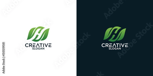 Obraz leaf letter h logo vector design