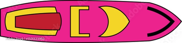 Fototapeta Boat on the sea cartoon vector illustration and travel icon