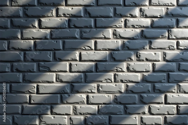 Fototapeta A black brick wall with a distinct pattern, arranged horizontally and accentuated by sunlight casting diagonal shadows, showcasing its simplicity and elegance.