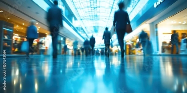 Obraz Blurred Motion in a Modern Shopping Mall: Capturing the Bustle and Energy of Retail