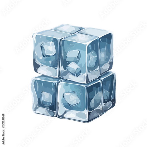 Fototapeta ice cubes on white background
