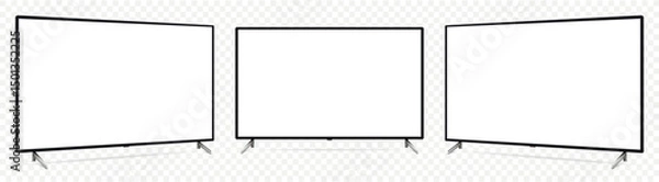 Obraz Realistic blank flat screen TV mockup from angled views on transparent background.