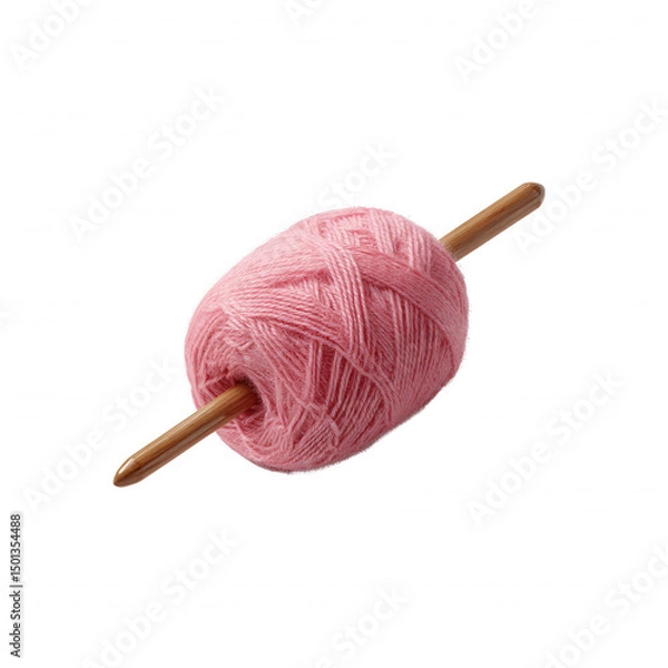 Fototapeta A pink yarn ball with a crochet hook, ideal for crafting and DIY projects