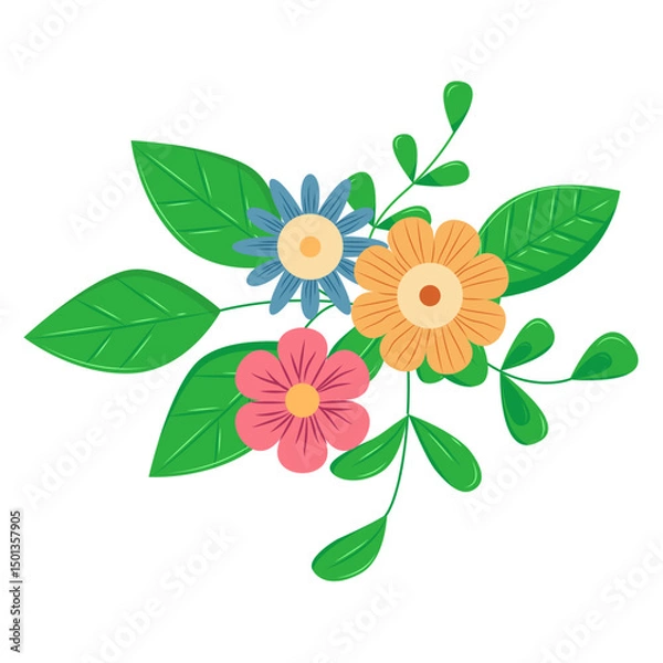 Fototapeta Botanical element. Floral elements, wildflower, leaves and herb, plants, foliage. Vectors for decor, website, wedding card and shop.