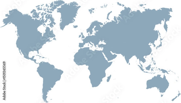 Obraz World map. Grey modern vector map. Silhouette map	
