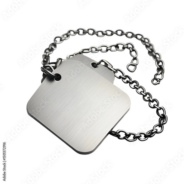 Fototapeta Blank metal tag on a chain identity security blank