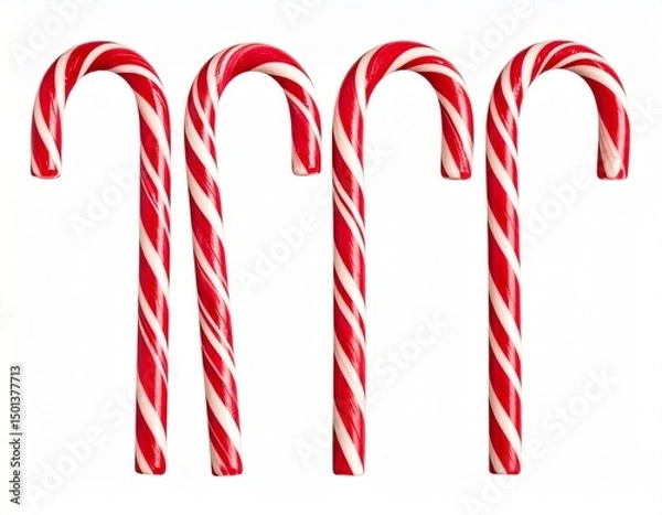 Obraz candy canes with red and white stripes isolated on transparent background