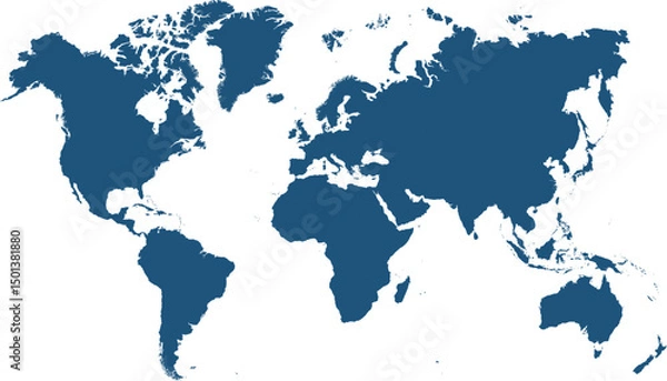 Obraz World map. Blue modern vector map. Silhouette map.	