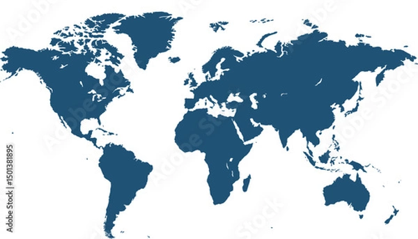 Obraz World map. Blue modern vector map. Silhouette map.	
