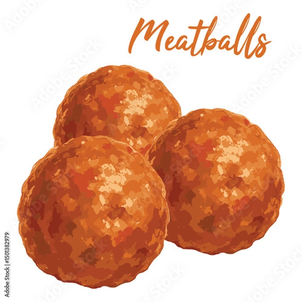 Obraz meatballs in watercolor illustration style, isolated vector on white background