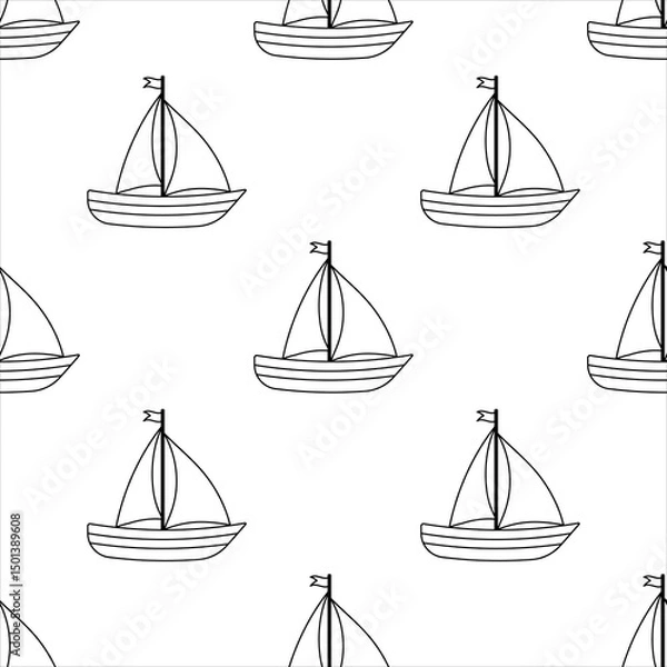 Obraz Repeating pattern of outlined ship structures on light background.Vector.