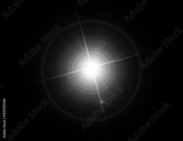 Fototapeta Easy to add lens flare effects for overlay designs or screen blending mode to make high-quality images. Sun Light Overlay. Sun rays overlay. Sun rays light isolated on black background for overlay.