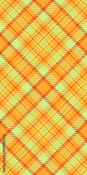 Fototapeta October fabric texture textile, uk pattern tartan check. Domestic plaid background seamless vector in orange and lime colors.