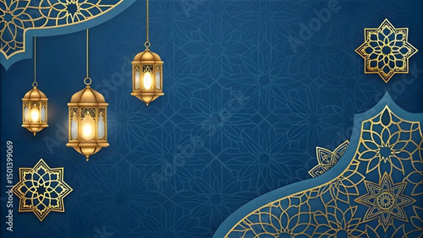 Fototapeta blue Gold Islamic Background Vector