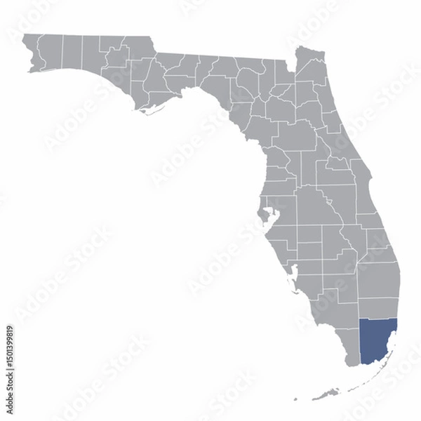 Obraz Florida map - Miami-Dade County