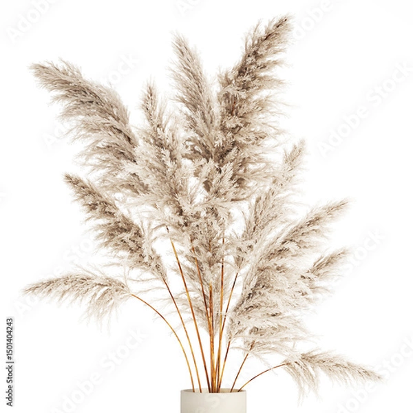 Fototapeta 3D illustration Floral white bouquet of dried flowers with branches of cortaderia pampas