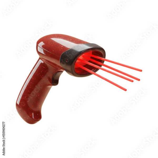 Fototapeta Modern Barcode Scanner with Red Laser Beams 3D Render