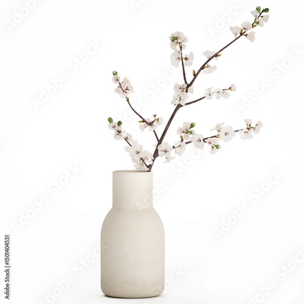 Fototapeta 3D illustration Bouquet Sakura Branches Cherry Blossom Magnolia  isolated on white background