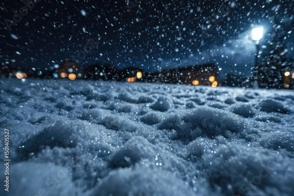 Fototapeta A snowy field under the light of a full moon