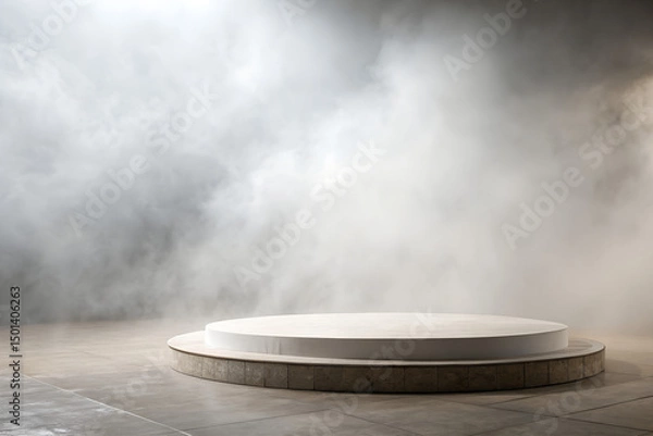 Obraz Empty white podium on wooden table 