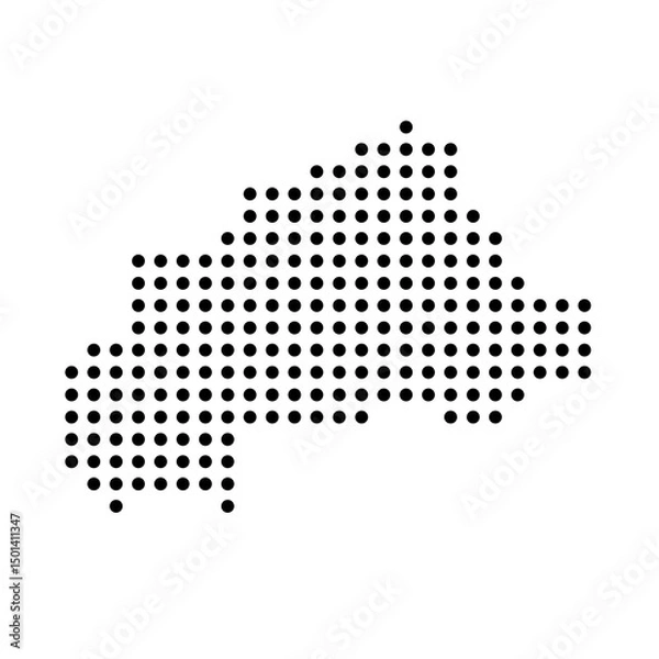 Fototapeta Burkina Faso country dotted map. Black spot pixel illustration isolated on white background. Vector circle mosaic.