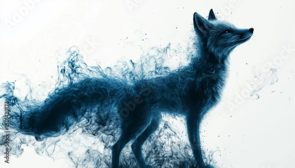 Obraz Monochrome image of a fox formed by smoke