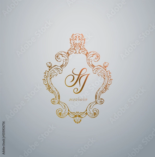 Obraz Rustic Wedding Wreath with Leaves and Flowers