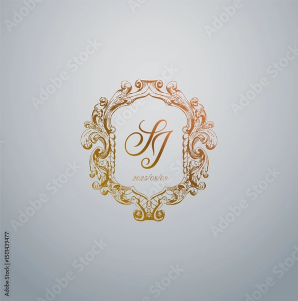 Obraz Elegant Floral Wedding Wreath Vector Design