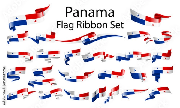 Obraz Panama ribbon flag set