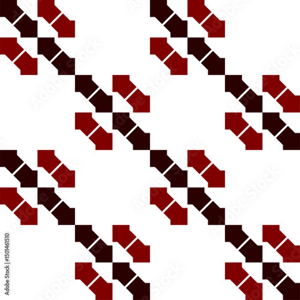 Obraz Diagonal dotted lines, black and red arrow plaid fabric texture, diamond and square Diagonal lines pattern, replete image, design for fabric printing, checkerboard