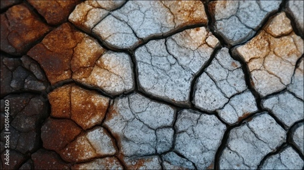 Obraz Cracked Earth Texture Showing Dry Soil and Natural Patterns in Nature