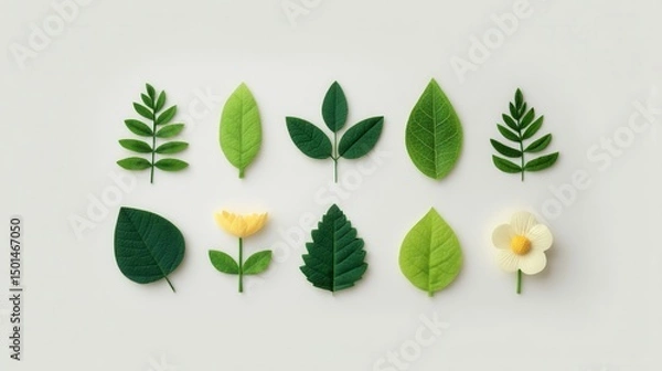 Obraz Colorful Assortment of Paper Leaves and Flower Art on a Light Background