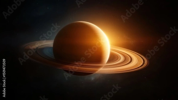 Fototapeta This awe-inspiring image of Saturn presents the planet in stunning detail, with its iconic rings and glowing hues, symbolizing the beauty and mystery of the universe itself.