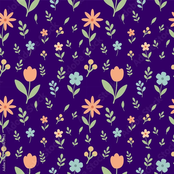 Fototapeta Simple floral seamless ethnic flower pattern for accessories and wrapping paper and clothes print and kids fabrics notebooks.