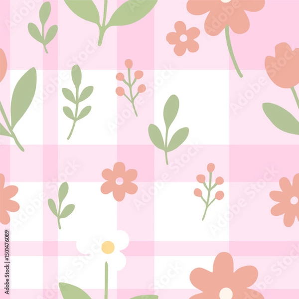 Fototapeta Simple floral seamless ethnic flower pattern for accessories and wrapping paper and clothes print and kids fabrics notebooks.