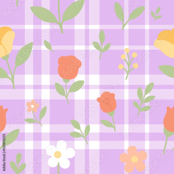 Fototapeta Simple floral seamless ethnic flower pattern for accessories and wrapping paper and clothes print and kids fabrics notebooks.