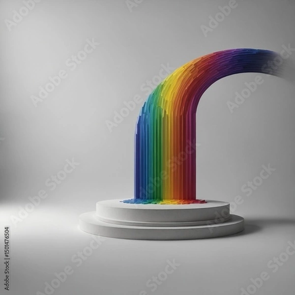 Obraz 3d render of a rainbow symbol on a white background