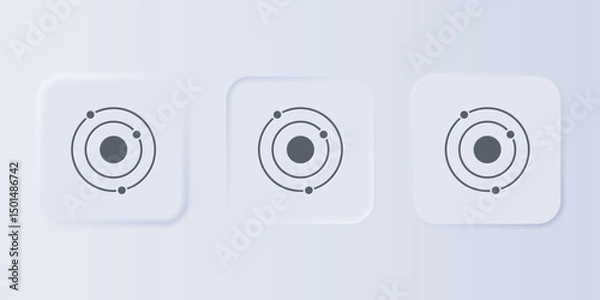 Fototapeta Grey Solar system icon isolated on grey background. The planets revolve around the star. Set icons in square buttons. Vector
