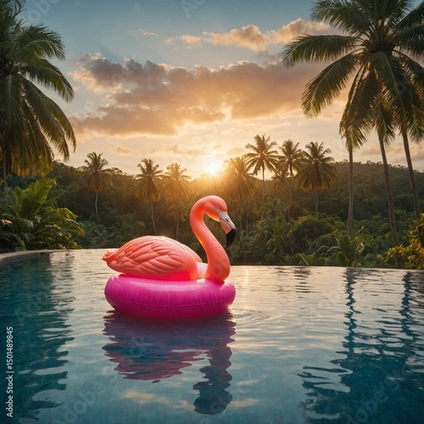Obraz pink flamingo on the beach